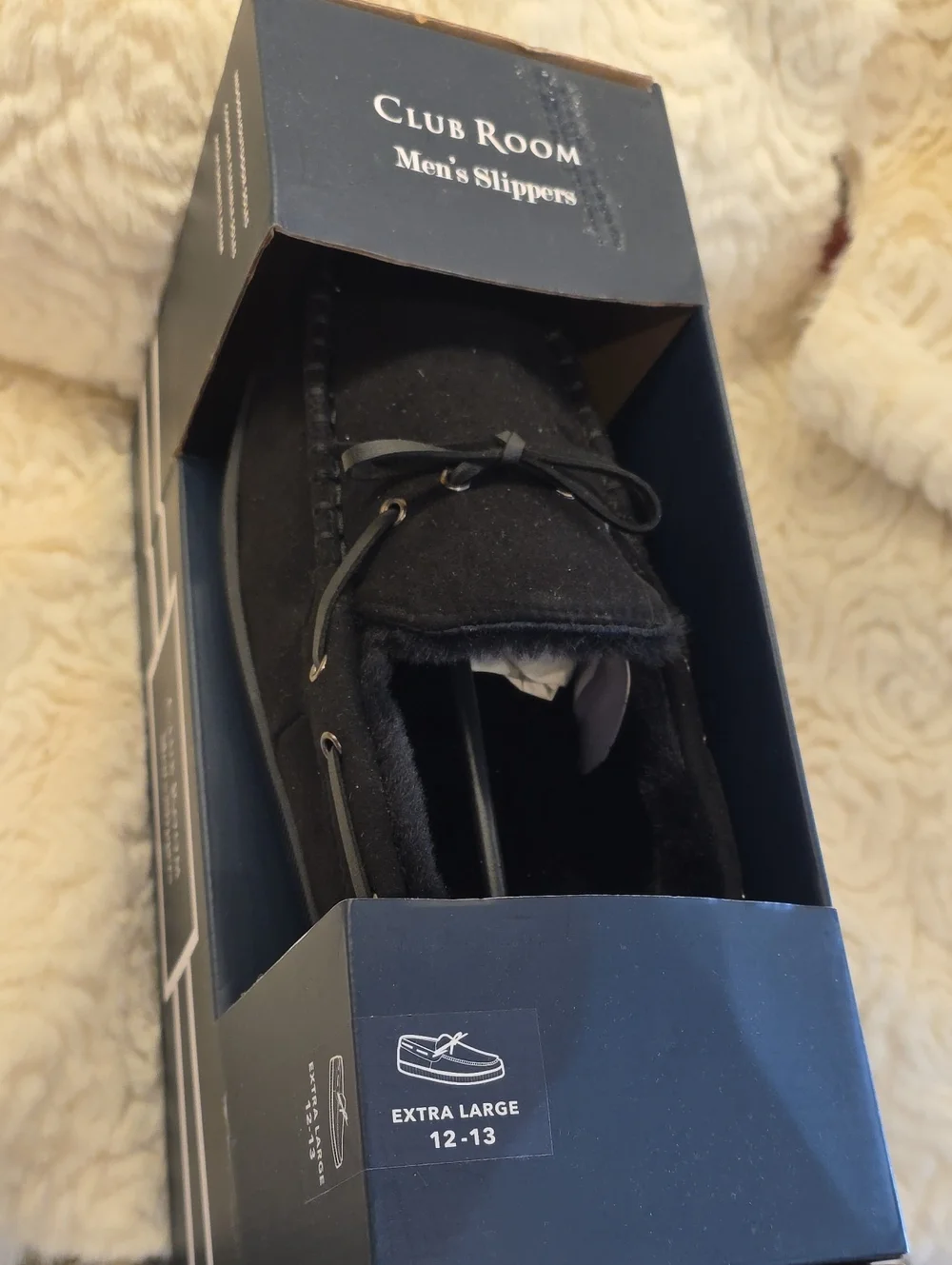 Club Room BLACK Slippers Mens new In Box, Numerous Sizes